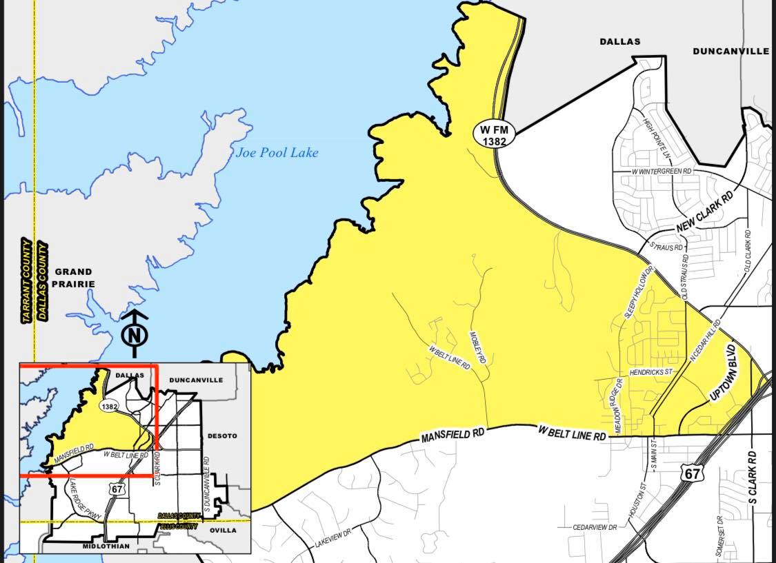 Area  west of US-67 between FM 1382 and W. Belt Line Rd/Mansfield Rd